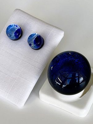 Set Murano Ring + Stud Earrings