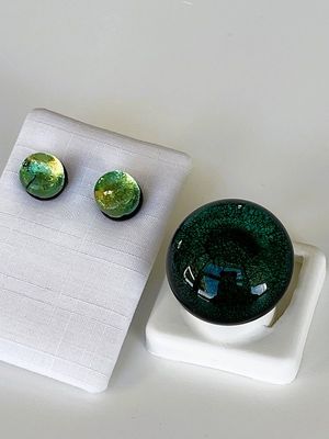 Set Murano Ring + Stud Earrings