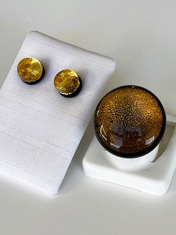 Set Murano Ring + Stud Earrings