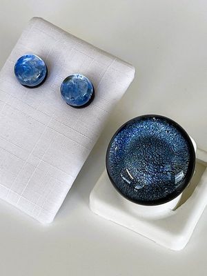 Set Murano Ring + Stud Earrings