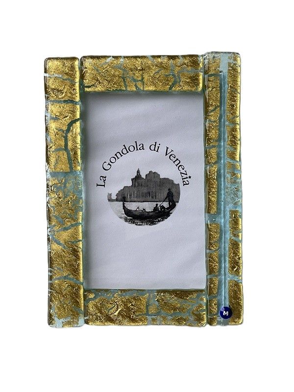 Photo frame Murano/Gold H16.5xW12cm  -Unique Piece-