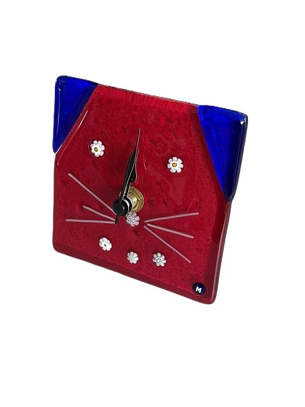 Uhr Murano 10x10cm Katze