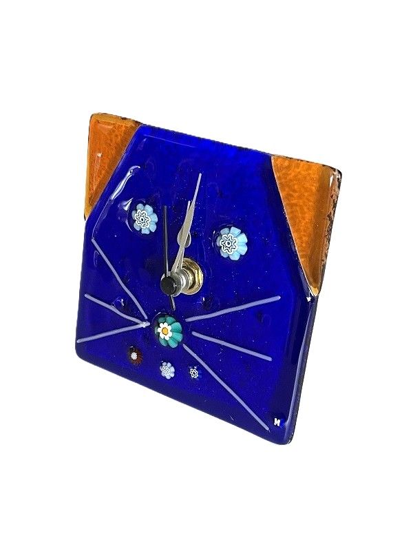 Uhr Murano 10x10cm Katze