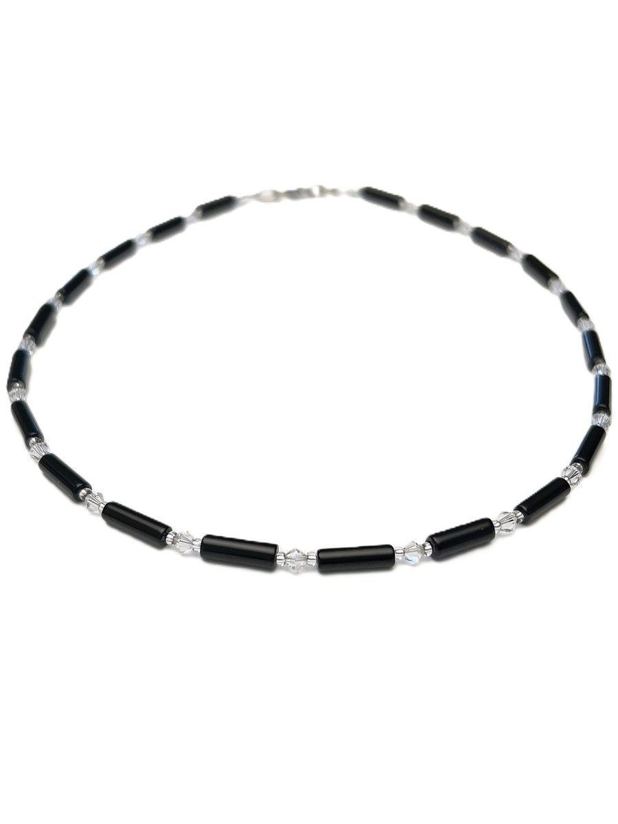 Kette Onyx + Preciosa Glas