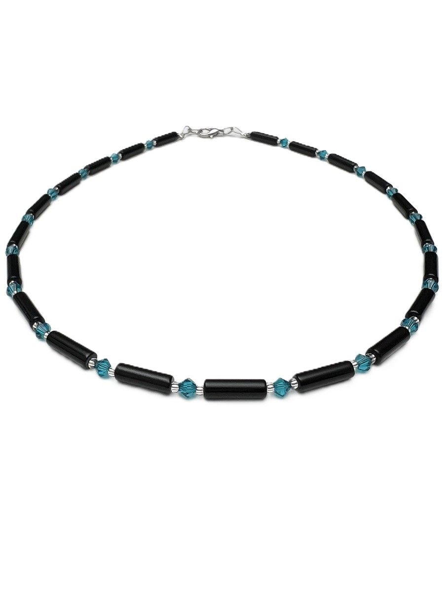 Kette Onyx + Preciosa Glas