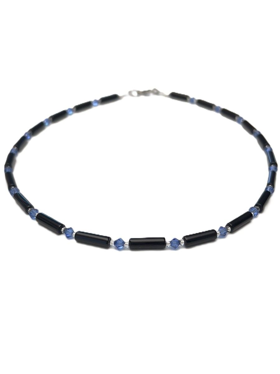 Kette Onyx + Preciosa Glas