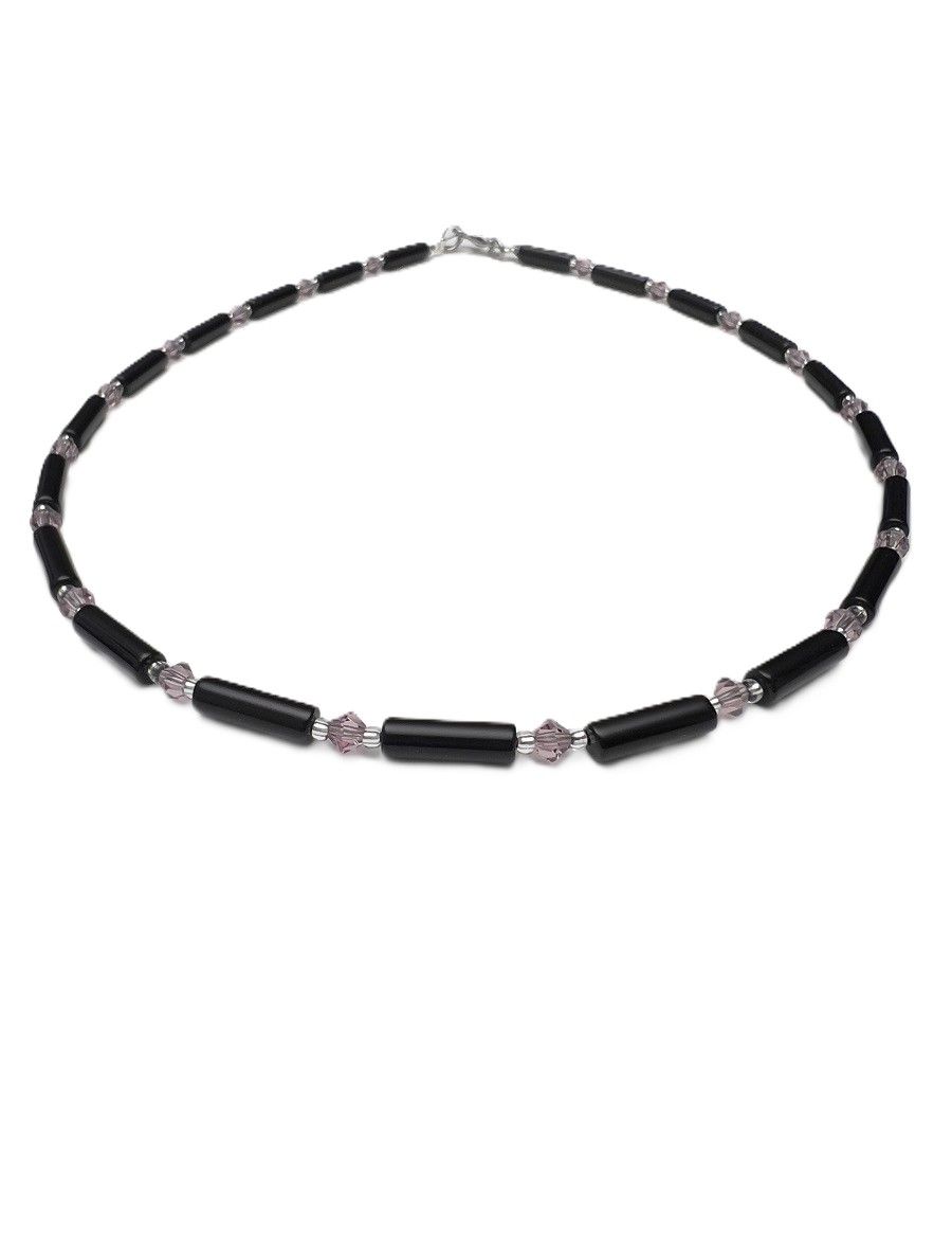 Kette Onyx + Preciosa Glas