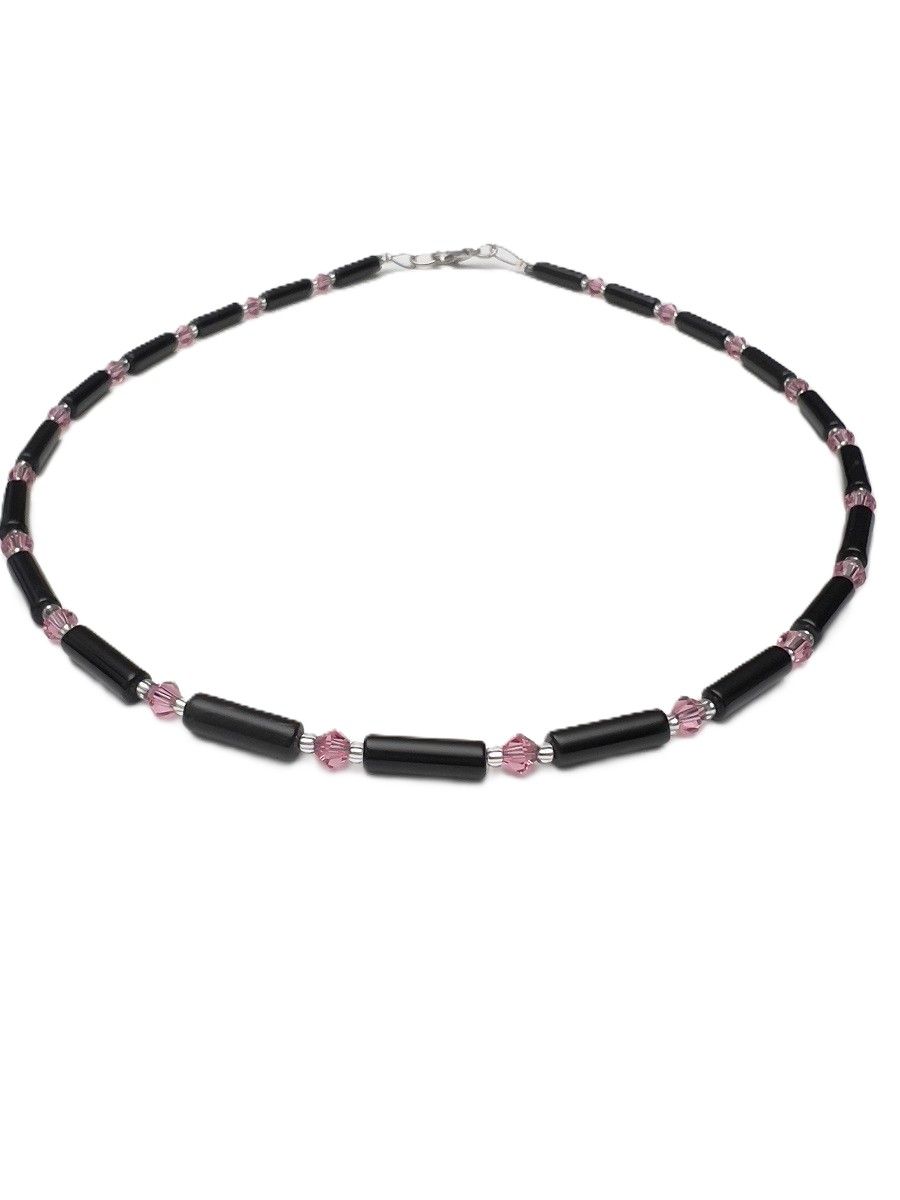 Kette Onyx + Preciosa Glas