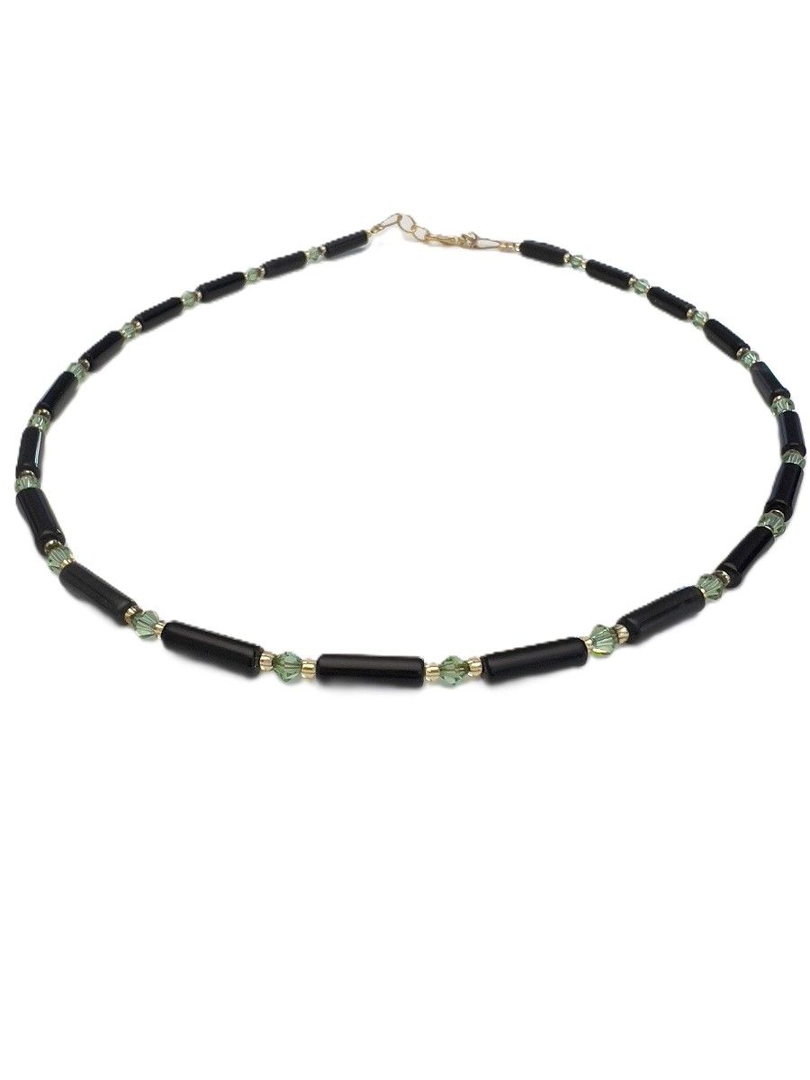 Kette Onyx + Preciosa Glas