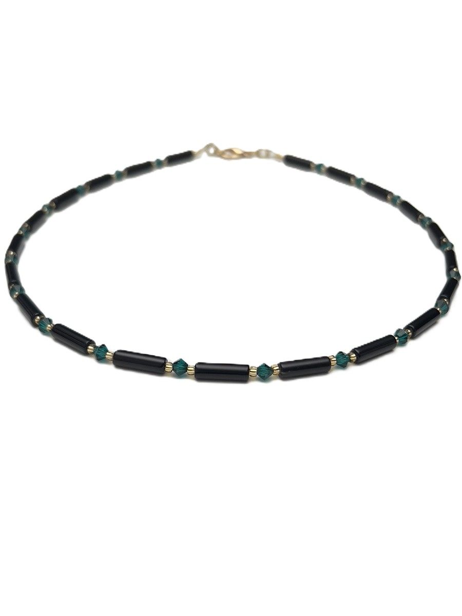 Kette Onyx + Preciosa Glas