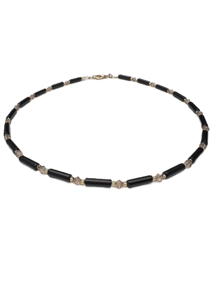 Kette Onyx + Preciosa Glas