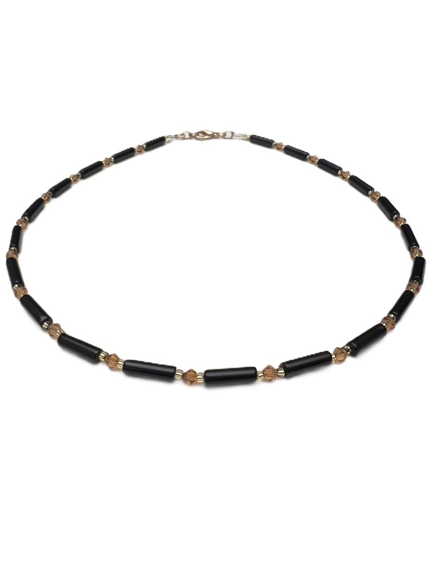 Kette Onyx + Preciosa Glas