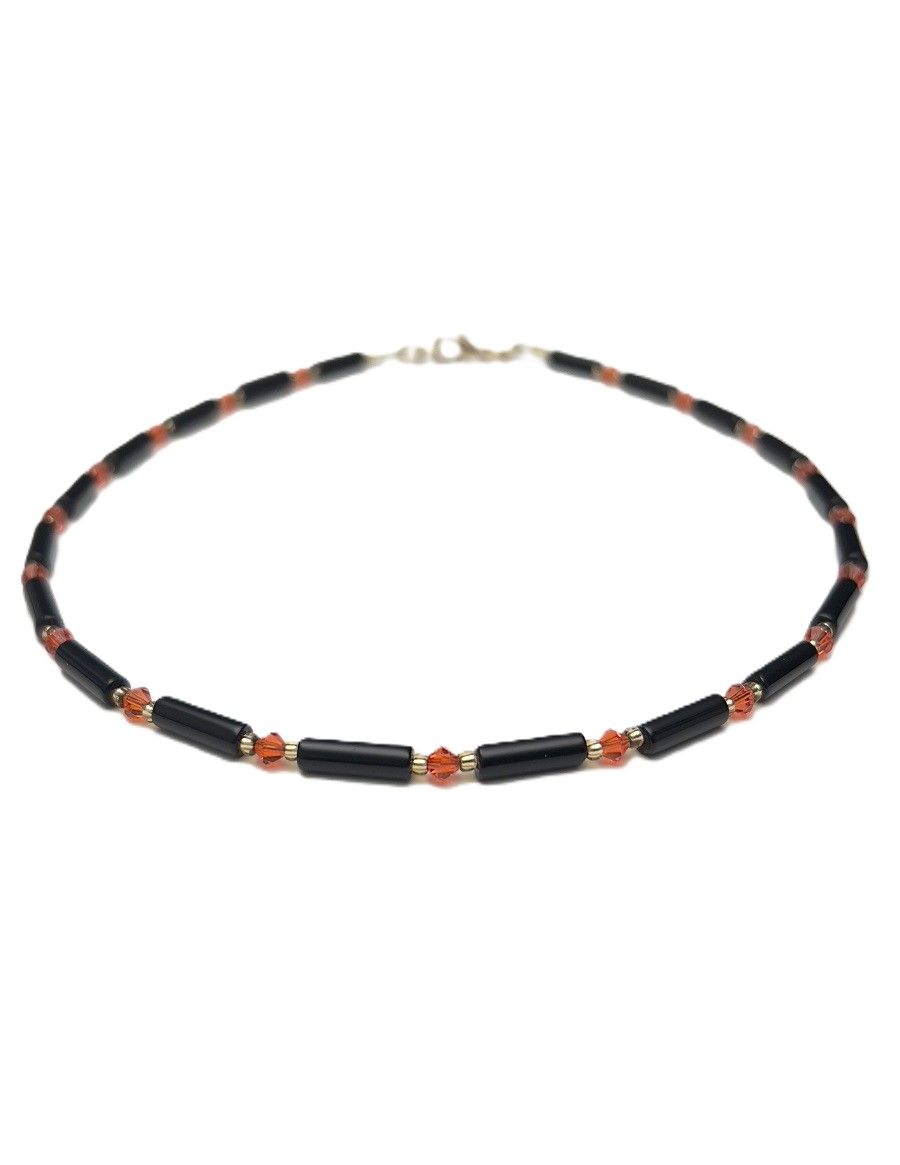 Kette Onyx + Preciosa Glas