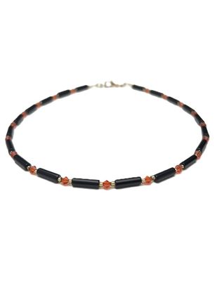 Kette Onyx + Preciosa Glas