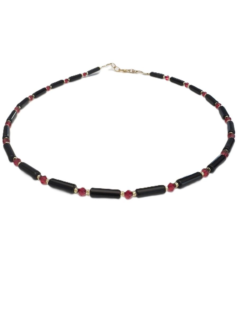 Kette Onyx + Preciosa Glas