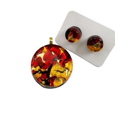 Set Murano pendant 25mm / stud earrings