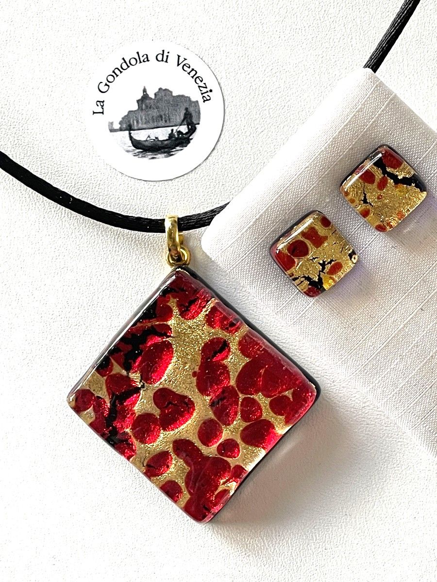 Set Murano, stud earrings, pendant
