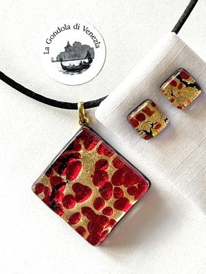 Set Murano, stud earrings, pendant
