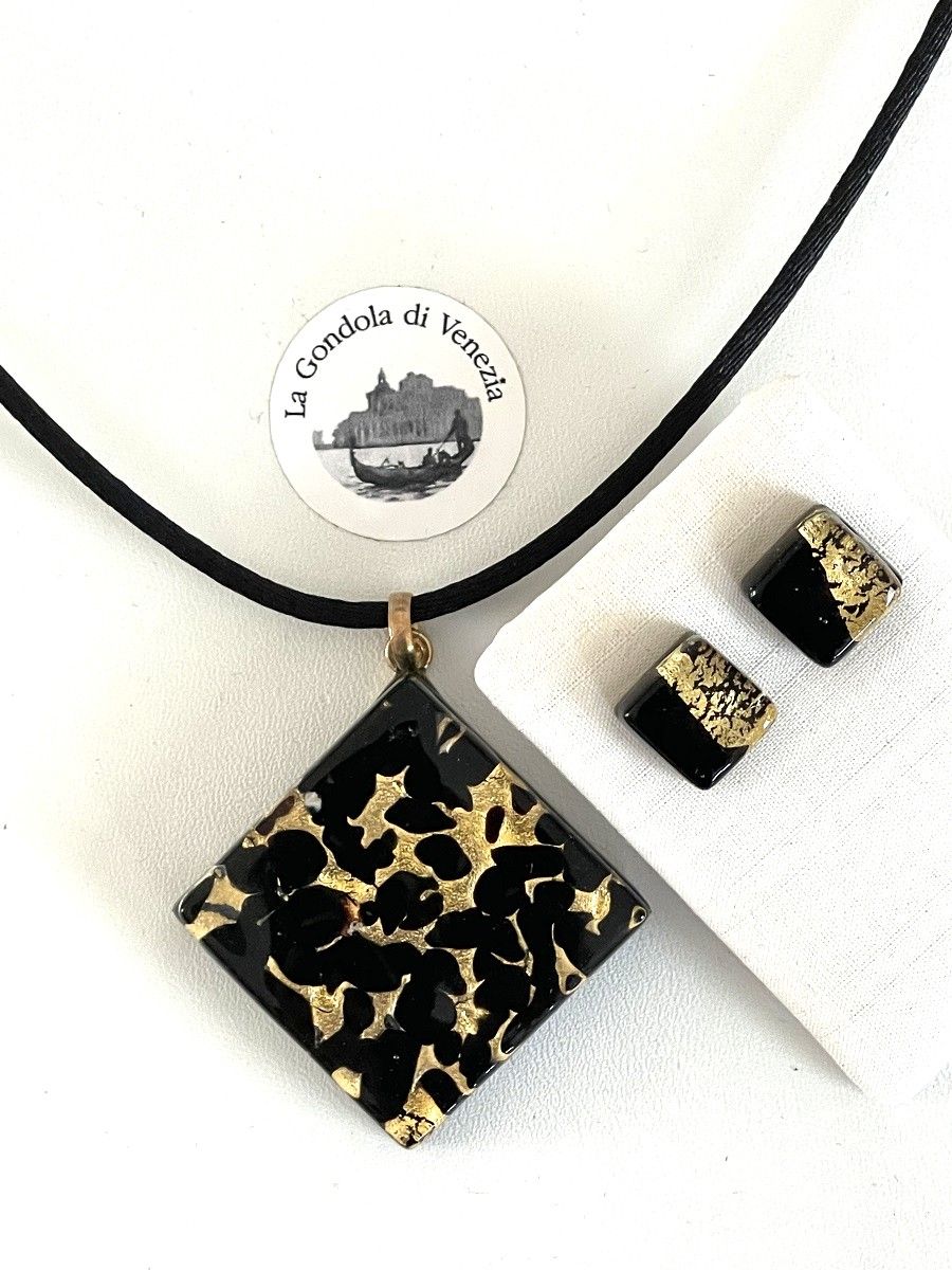 Set Murano, stud earrings, pendant