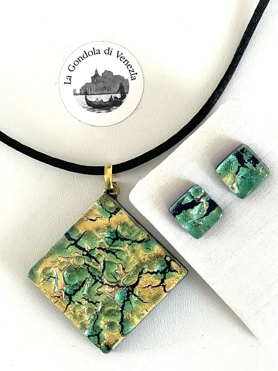 Set Murano, stud earrings, pendant