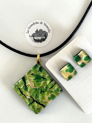 Set Murano, stud earrings, pendant