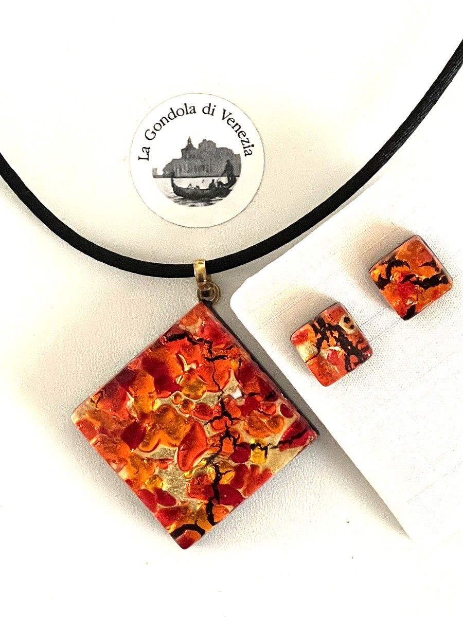 Set Murano, stud earrings, pendant