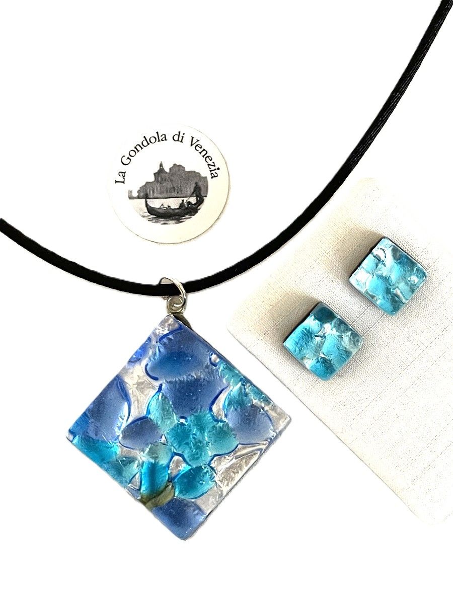 Set Murano, stud earrings, pendant