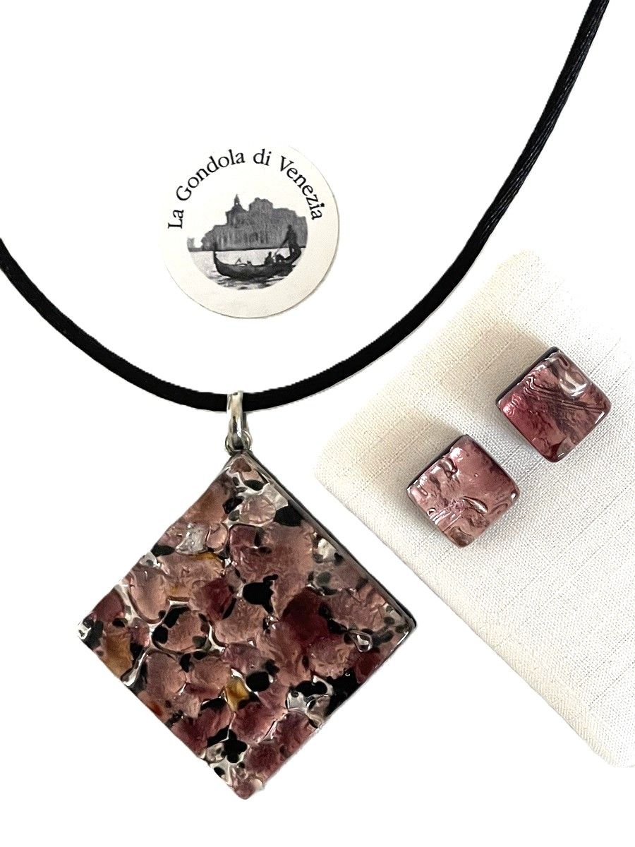 Set Murano, stud earrings, pendant