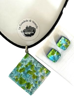 Set Murano, stud earrings, pendant