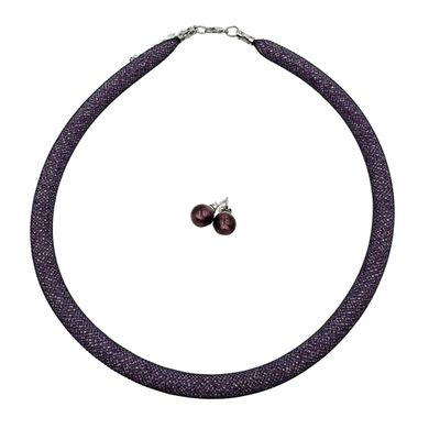 Schmuckset: Halskette &amp; Ohrstecker, Murano Glas