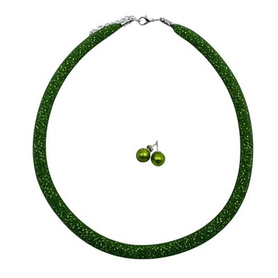 Schmuckset: Halskette &amp; Ohrstecker, Murano Glas