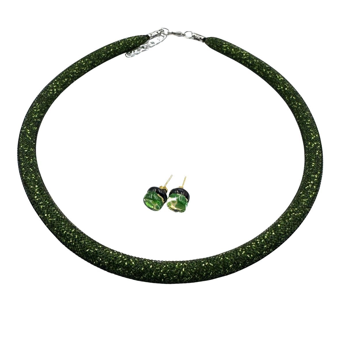 Schmuckset: Halskette &amp; Ohrstecker, Murano Glas