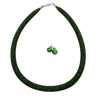 Schmuckset: Halskette &amp; Ohrstecker, Murano Glas