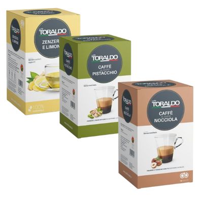 Caffè Toraldo –  Dosettes ESE aromatisées à la pistache noisette the citron gingembre