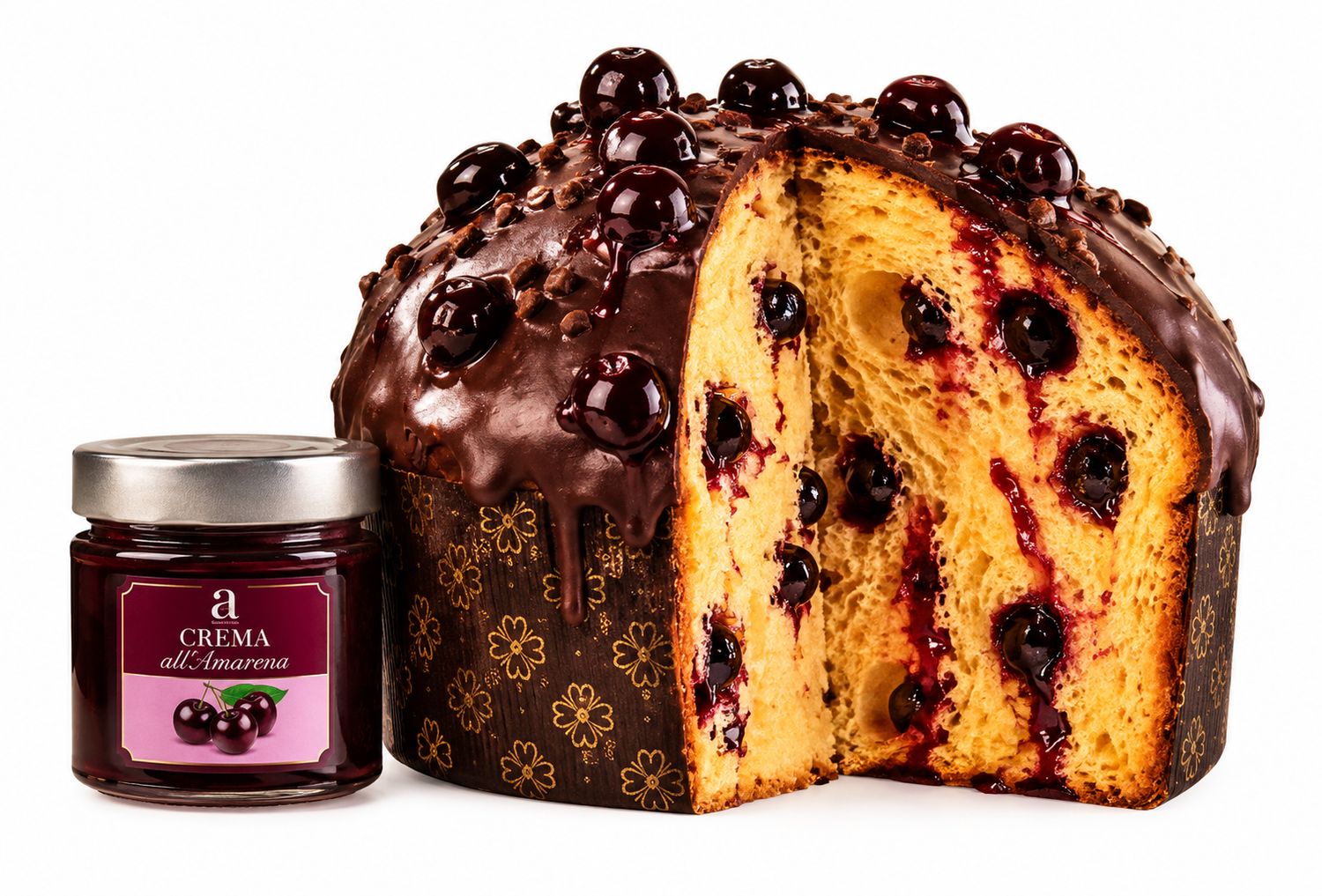Panettone à l’Amarena — avec crème à l’Amarena