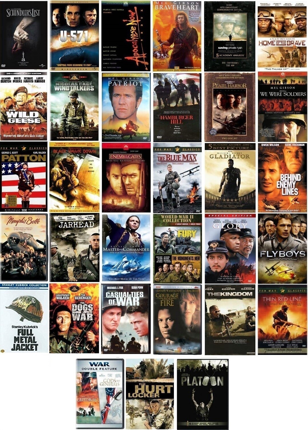 35 War Film Collection (DVD) Complete Title Listing In Description.
