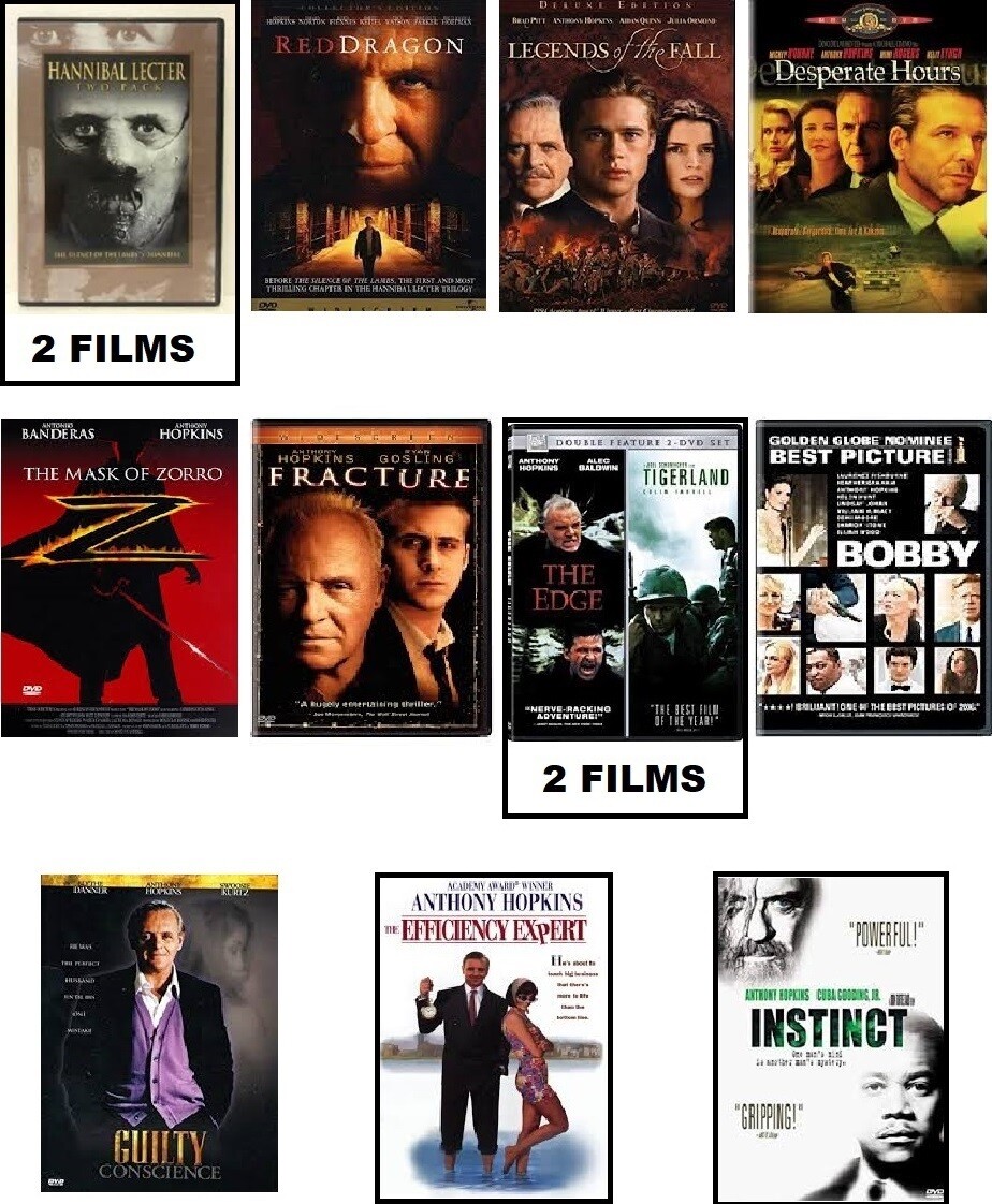 Anthony Hopkins 12 Film Collection (DVD) Complete Title Listing In Description.