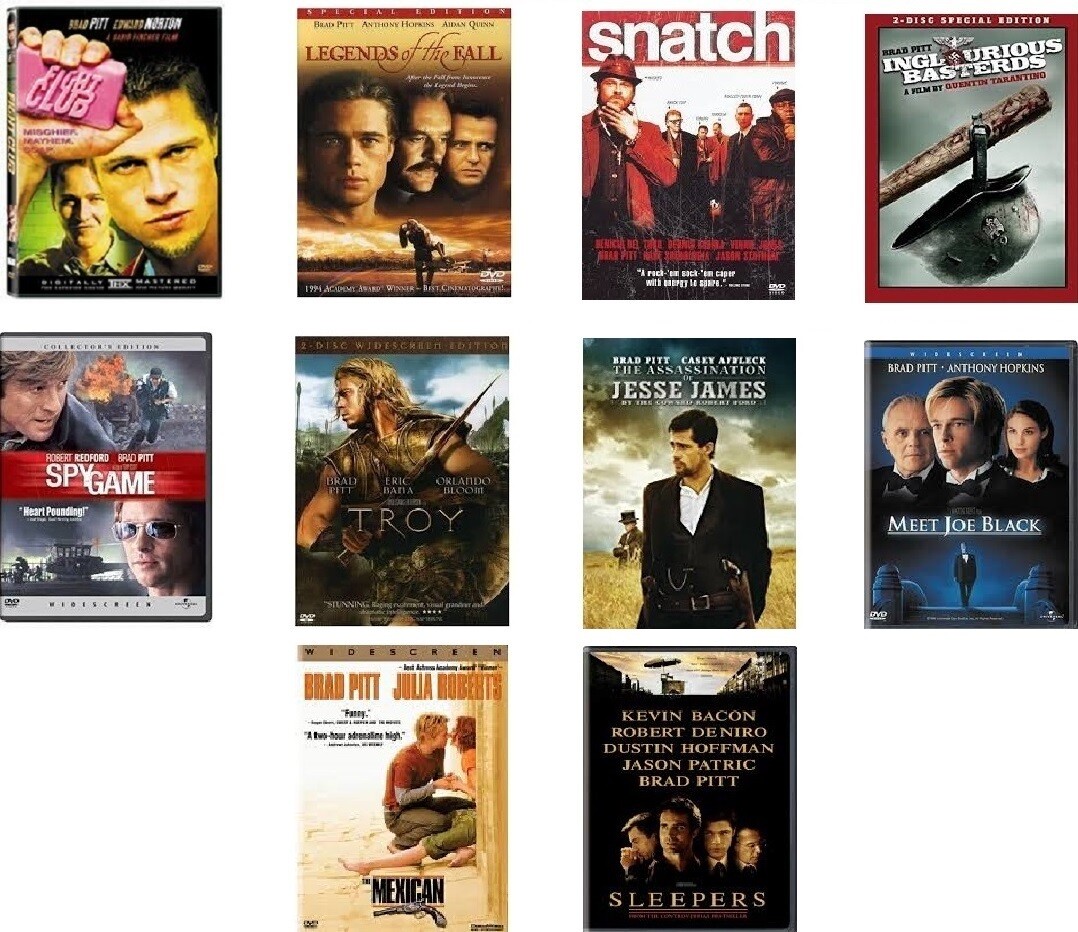 Brad Pitt 10 Film Collection (DVD) Complete Title Listing In Description