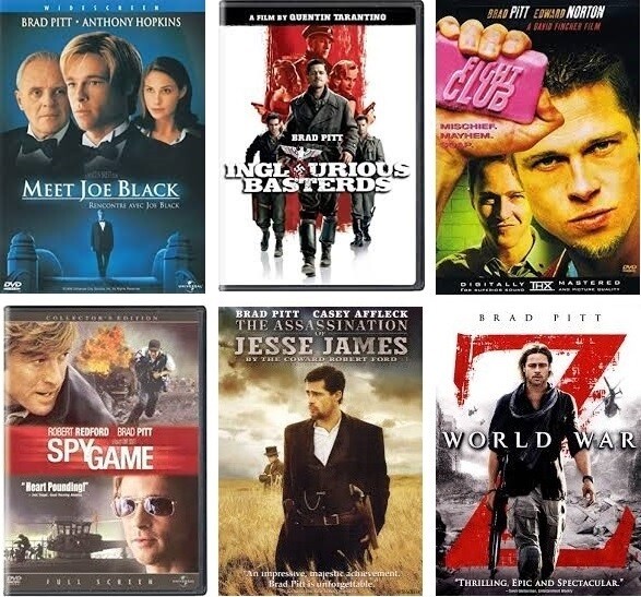 Brad Pitt 6 Film Collection (DVD) Complete Title Listing In Description