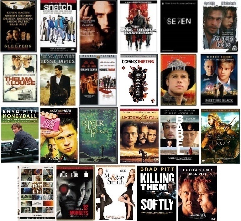 Brad Pitt 24 Film Collection (DVD) Complete Title Listing In Description