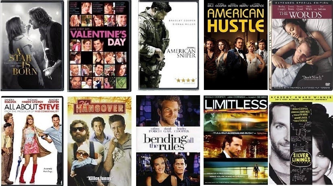 Bradley Cooper 10 Film Collection (DVD) Complete Title Listing In Description