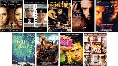 Brad Pitt 9 Film Collection (DVD) Complete Title Listing In Description