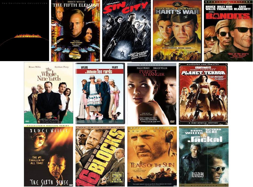 Bruce Willis 13 Film Collection (DVD) Complete Title Listing In Description