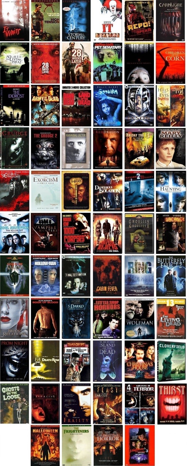 Horror/Thriller 80 Film Collection (DVD) Complete Title Listing In Description.