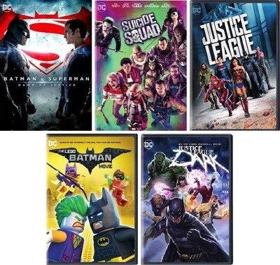 DC Comics 5 Film Set (DVD) Complete Title Listing In Description