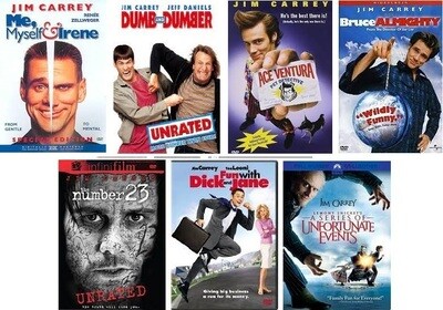 Jim Carrey 7 Film Collection (DVD) Complete Title Listing In Description.