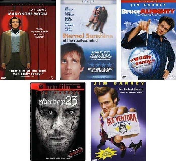 Jim Carrey 5 Film Collection (DVD) Complete Title Listing In Description