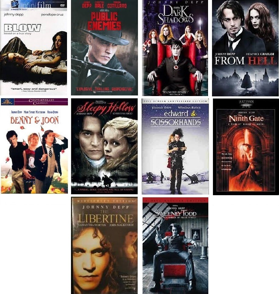 Johnny Depp 10 Film Collection (DVD) Complete Title Listing In Description