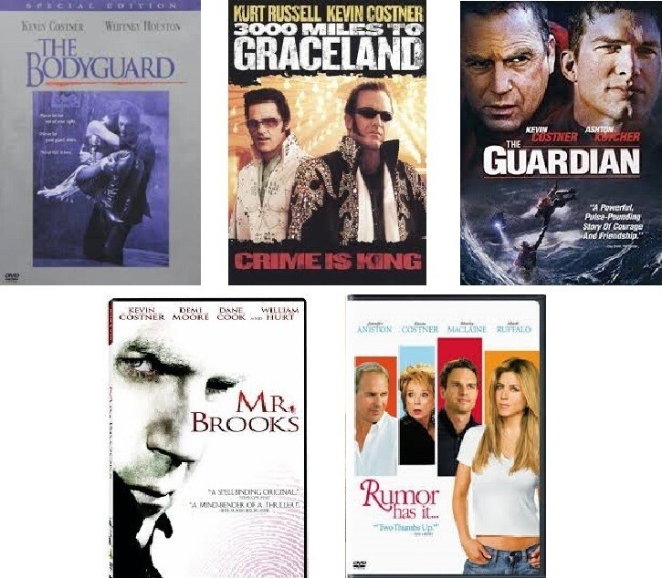 Kevin Costner 5 Film Collection (DVD) Complete Title Listing In Description.