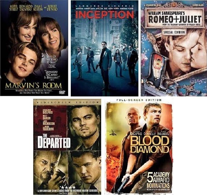 Leonardo DiCaprio 5 Film Collection (DVD) Complete Title Listing In Description